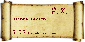 Hlinka Karion névjegykártya